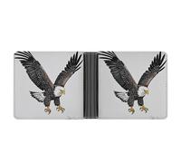 STVNKML Tropical Sunset Beach Leather Bifold Wallet with 2 Hidden Pockets 6 Card Slots Slim Wallets for Cash, Cards, And ID, Sketch of bald eagle diving, One Size, Modern