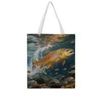STVNKML Trout in The Water Canvas Tote Bag for Women Cute Stylish Shoulder Bag Reusable Shopping Bags for Daily