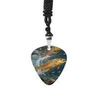 STVNKML Trout in The Water Guitar Pick Holder Necklace Stainless Steel Music Pendant with Adjustable 60cm Cord Functional Jewelry for Guitarists & Music Lovers, Unisex Hip Hop Punk Accessory