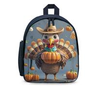 STVNKML Turkey Pumpkin Bird Backpack - 12.6 Inch Casual Daypack with Multi-Pockets BookBag for Daily Essentials, Blue, One Size, Daypack Backpacks