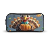 STVNKML Turkey Pumpkin Bird Pencil Case - Large Aesthetic Makeup Bag Multi-Purpose Pencil Pouch Cute Cosmetic Bag with Zipper Closure for Office, Home, Study & Travel