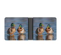 STVNKML Two Mallard Ducks Leather Bifold Wallet with 2 Hidden Pockets 6 Card Slots Slim Wallets for Cash, Cards, And ID, Two Mallard Ducks, One Size, Modern
