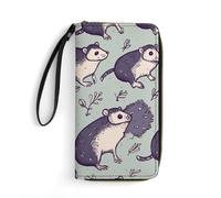 STVNKML Two Pugs Wearing Hats Womens Wallet Leather Coin Purse Clutch Wristlet Travel Long Wallets Card Organizer, Opossum, 19.7x10.5cm