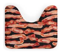 STVNKML U Shaped Toilet Rug Washable Non-Slip Bathroom Contour Rug Bacon Pattern Quick Dry Coral Fleece Bath Room Floor Mat Absorbent Soft Toilet Mat Ultra Thin Bathroom Mats 16x20 Inch