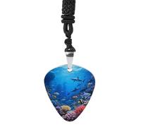 STVNKML Underwater World Guitar Pick Holder Necklace Stainless Steel Music Pendant with Adjustable 60cm Cord Functional Jewelry for Guitarists & Music Lovers, Unisex Hip Hop Punk Accessory