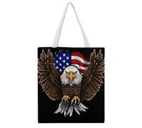 STVNKML USA Flag Patriotic Eagle Canvas Tote Bag for Women Cute Stylish Shoulder Bag Reusable Shopping Bags for Daily