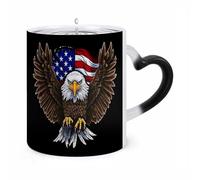 STVNKML USA Flag Patriotic Eagle Color Changing Mug Heat Activated Novelty Coffee Cup with Ear Shape Design Gift Mugs for Christmas Birthday Wedding, Magic Ceramic Mug for Tea & Cocoa 12oz