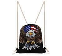 STVNKML USA Flag Patriotic Eagle Drawstring Backpack Sport Gym Bags Yoga Shopping Travel Casual Daypacks for Women Men