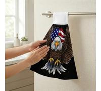 STVNKML USA Flag Patriotic Eagle Hanging Kitchen Towels with Loop, Set of 2 - Soft Super Absorbent Decorative Hanging Dish & Hand Towel, Tea, Coffee Towel for Kitchen Bathroom Oven Handle