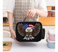 STVNKML USA Flag Patriotic Eagle Lunch Bag Tote Leakproof Lunch Box with Adjustable Handle Strap & Side Pocket | Triple Insulation Cooler for Work, Travel | Large Capacity Reusable Meal Bag