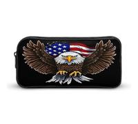 STVNKML USA Flag Patriotic Eagle Pencil Case - Large Aesthetic Makeup Bag Multi-Purpose Pencil Pouch Cute Cosmetic Bag with Zipper Closure for Office, Home, Study & Travel