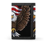 STVNKML USA Flag Patriotic Eagle Wallet Men's Trifold Wallet And Coin Pocket Slim Card Holder Wallet for Men Money Clip