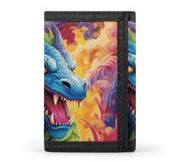 STVNKML Valentine Hearts Golden Butterfly Slim Wallets for Men Money Clip Card Holder Wallet Men's Trifold Wallet And Coin Pocket, Colorful of dragons, One Size, Modern