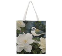 STVNKML Various Type of Fishing Baits Canvas Tote Bag for Women - Cute Stylish Shoulder Bag, Reusable Shopping Bags for Daily, Gardenia Flowers Birds, 38x41cm