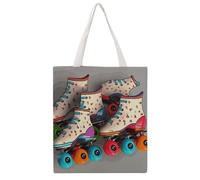 STVNKML Various Type of Fishing Baits Canvas Tote Bag for Women - Cute Stylish Shoulder Bag, Reusable Shopping Bags for Daily, Retro Roller Skates Colorful, 38x41cm