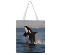 STVNKML Various Type of Fishing Baits Canvas Tote Bag for Women - Cute Stylish Shoulder Bag, Reusable Shopping Bags for Daily, Killer Whale, 38x41cm