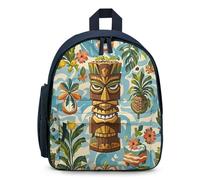 STVNKML Vintage Aloha Tiki Pattern Backpack 12.6 Inch Casual Daypack with Multi-Pockets BookBag for Daily Essentials, Blue, One Size