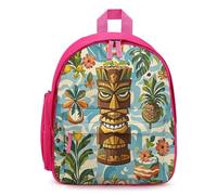 STVNKML Vintage Aloha Tiki Pattern Backpack 12.6 Inch Casual Daypack with Multi-Pockets BookBag for Daily Essentials, Pink, One Size