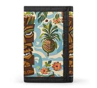 STVNKML Vintage Aloha Tiki Pattern Wallet Men's Trifold Wallet And Coin Pocket Slim Card Holder Wallet for Men Money Clip