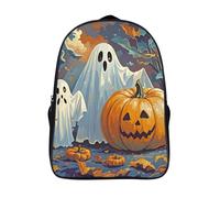 STVNKML Vintage Pumpkin Ghost Backpack, Laptop Backpack for Men, 16 Inch Travel Hiking Daypack, Casual Backpacks