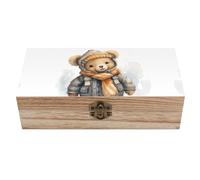 STVNKML Vintage Wooden Storage Box Cute Bear Keepsake Organizer With Lid And Hinge Decorative Boxes Antique Home Decor Box for Jewelry, Photos, Letters