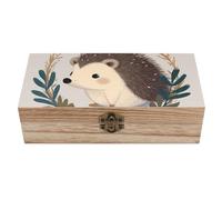STVNKML Vintage Wooden Storage Box Cute Little Hedgehog Keepsake Organizer With Lid And Hinge Decorative Boxes Antique Home Decor Box for Jewelry, Photos, Letters