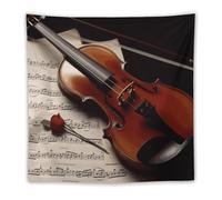 STVNKML Violin Sheet Music Tapestry, Boho Wall Hanging, Vibrant Psychedelic Tapestry, Aesthetic Home Wall Dorm Decor, Personalized Background Banner for Bedroom, Dorm Decor & Gift 60"x60"