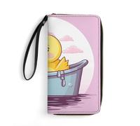 STVNKML Visual Illusion Womens Wallet Leather Coin Purse Clutch Wristlet Travel Long Wallets Card Organizer, Cartoon Yellow Duck, 19.7x10.5cm, Modern