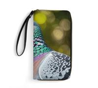 STVNKML Visual Illusion Womens Wallet Leather Coin Purse Clutch Wristlet Travel Long Wallets Card Organizer, Grey Pigeon, 19.7x10.5cm, Modern