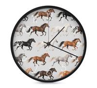 STVNKML Wall Clock, Cute Horse Wall Clocks for Living Room Decor Kitchen Clocks Wall - 10 Inch Round Bathroom Wall Clock Silent Non-Ticking