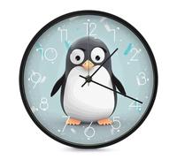 STVNKML Wall Clock, Cute Penguin Wall Clocks for Living Room Decor Kitchen Clocks Wall - 10 Inch Round Bathroom Wall Clock Silent Non-Ticking