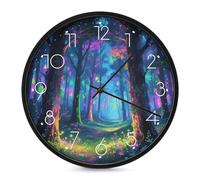 STVNKML Wall Clock, Fluorescent Forest Wall Clocks for Living Room Decor Kitchen Clocks Wall - 10 Inch Round Bathroom Wall Clock Silent Non-Ticking