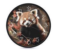 STVNKML Wall Clock, Red Pandas Wall Clocks for Living Room Decor Kitchen Clocks Wall - 10 Inch Round Bathroom Wall Clock Silent Non-Ticking