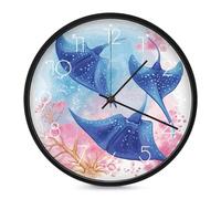 STVNKML Wall Clock, Sea Animals Stingrays Wall Clocks for Living Room Decor Kitchen Clocks Wall - 10 Inch Round Bathroom Wall Clock Silent Non-Ticking
