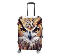 STVNKML Watercolor Cool Owl Head Suitcase Covers for Luggage - Elastic Luggage Cover Protector, Double-sided Washable Suitcases Sleeve for 19-32 Inch Luggage, white, L, Watercolor Cool Owl Head