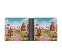 STVNKML Watercolor Flamingo Leather Bifold Wallet with 2 Hidden Pockets 6 Card Slots Slim Wallets for Cash, Cards, And ID, candy land_76682316, One Size, Modern