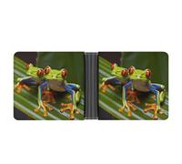 STVNKML Watercolor Flamingo Leather Bifold Wallet with 2 Hidden Pockets 6 Card Slots Slim Wallets for Cash, Cards, And ID, Red eyed Tree Frog, One Size, Modern