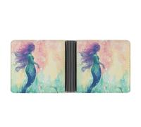 STVNKML Watercolor Flamingo Leather Bifold Wallet with 2 Hidden Pockets 6 Card Slots Slim Wallets for Cash, Cards, And ID, Beautiful Mermaid tail, One Size, Modern