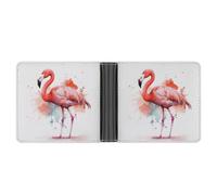 STVNKML Watercolor Flamingo Leather Bifold Wallet with 2 Hidden Pockets 6 Card Slots Slim Wallets for Cash, Cards, And ID, Watercolor Flamingo, One Size, Modern