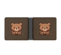 STVNKML Watercolor Flamingo Leather Bifold Wallet with 2 Hidden Pockets 6 Card Slots Slim Wallets for Cash, Cards, And ID, Cartoon brown cute bear, One Size, Modern