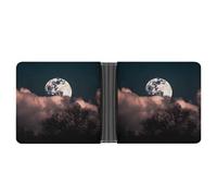 STVNKML Watercolor Rabbit And Flowers Leather Bifold Wallet with 2 Hidden Pockets 6 Card Slots Slim Wallets for Cash, Cards, And ID, Full moon, One Size, Modern