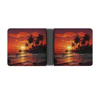 STVNKML Watercolor Rabbit And Flowers Leather Bifold Wallet with 2 Hidden Pockets 6 Card Slots Slim Wallets for Cash, Cards, And ID, Tropical Sunset, One Size, Modern
