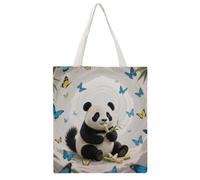STVNKML White Cave Vortex Panda Canvas Tote Bag for Women Cute Stylish Shoulder Bag Reusable Shopping Bags for Daily