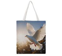 STVNKML White Dove Flying in The Sun Canvas Tote Bag for Women Cute Stylish Shoulder Bag Reusable Shopping Bags for Daily