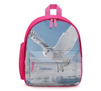 STVNKML White Snowy Owl Backpack 12.6 Inch Casual Daypack with Multi-Pockets BookBag for Daily Essentials, Pink, One Size