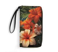 STVNKML Wildflowers Daisy Womens Wallet Leather Coin Purse Clutch Wristlet Travel Long Wallets Card Organizer, Tropical flowers and decorations, 19.7x10.5cm
