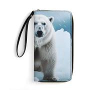 STVNKML Wine Bottle Art Womens Wallet Leather Coin Purse Clutch Wristlet Travel Long Wallets Card Organizer, Cool Animal White Polar Bear, 19.7x10.5cm