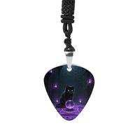 STVNKML Witchcraft Cat Guitar Pick Holder Necklace Stainless Steel Music Pendant with Adjustable 60cm Cord Functional Jewelry for Guitarists & Music Lovers, Unisex Hip Hop Punk Accessory