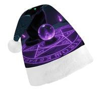 STVNKML Witchcraft Cat Santa Hat for Adults Christmas Hat Xmas Santa Hats Cap for Costumes Holiday Party Supplies
