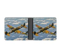 STVNKML Yellow Cartoon Chicken Leather Bifold Wallet with 2 Hidden Pockets 6 Card Slots Slim Wallets for Cash, Cards, And ID, World War 2 Aircraft Airplane, One Size, Modern